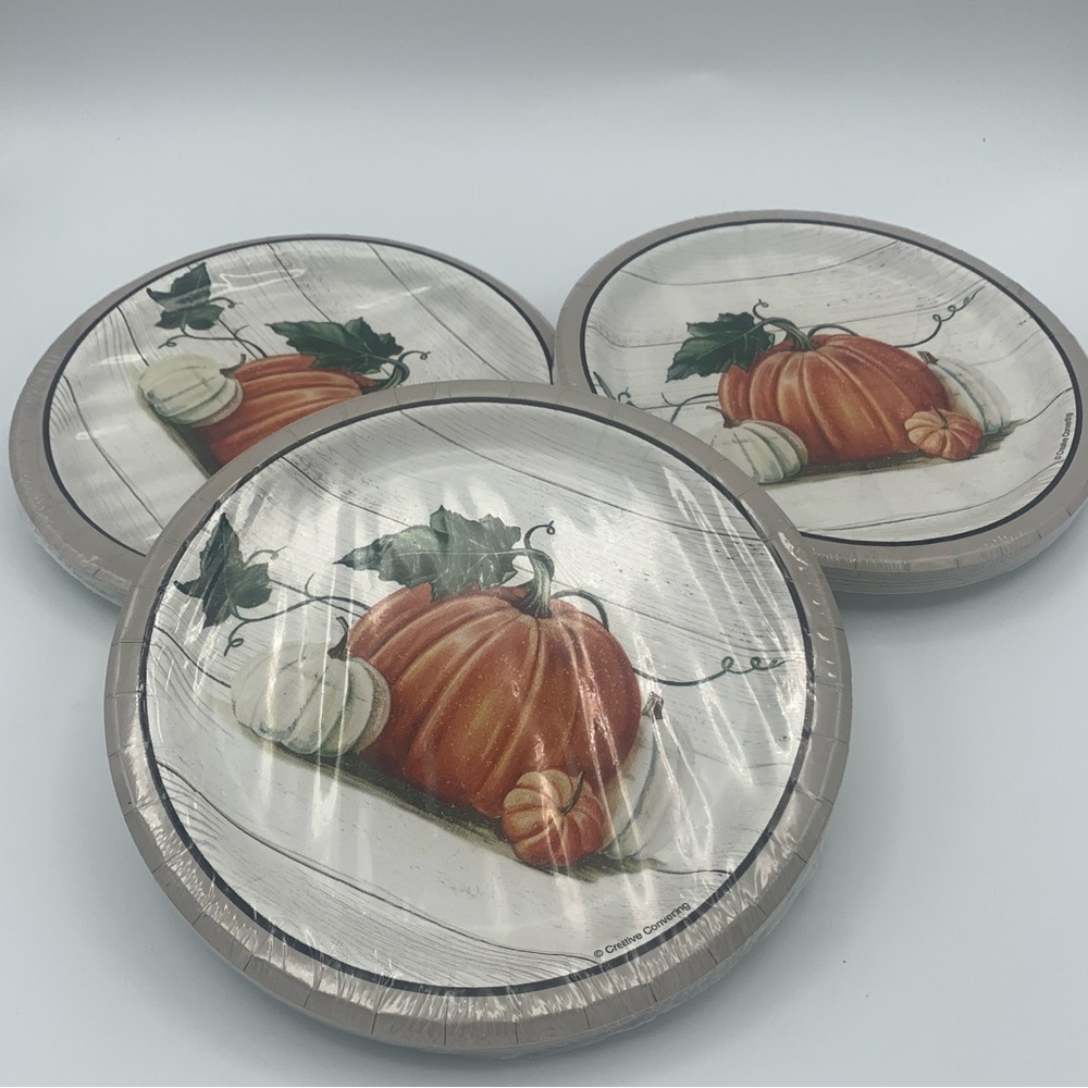 Lot of 3 Packs Special Occasion Pumpkin Thanks Paper Plates 18 Plates 6 7/8”